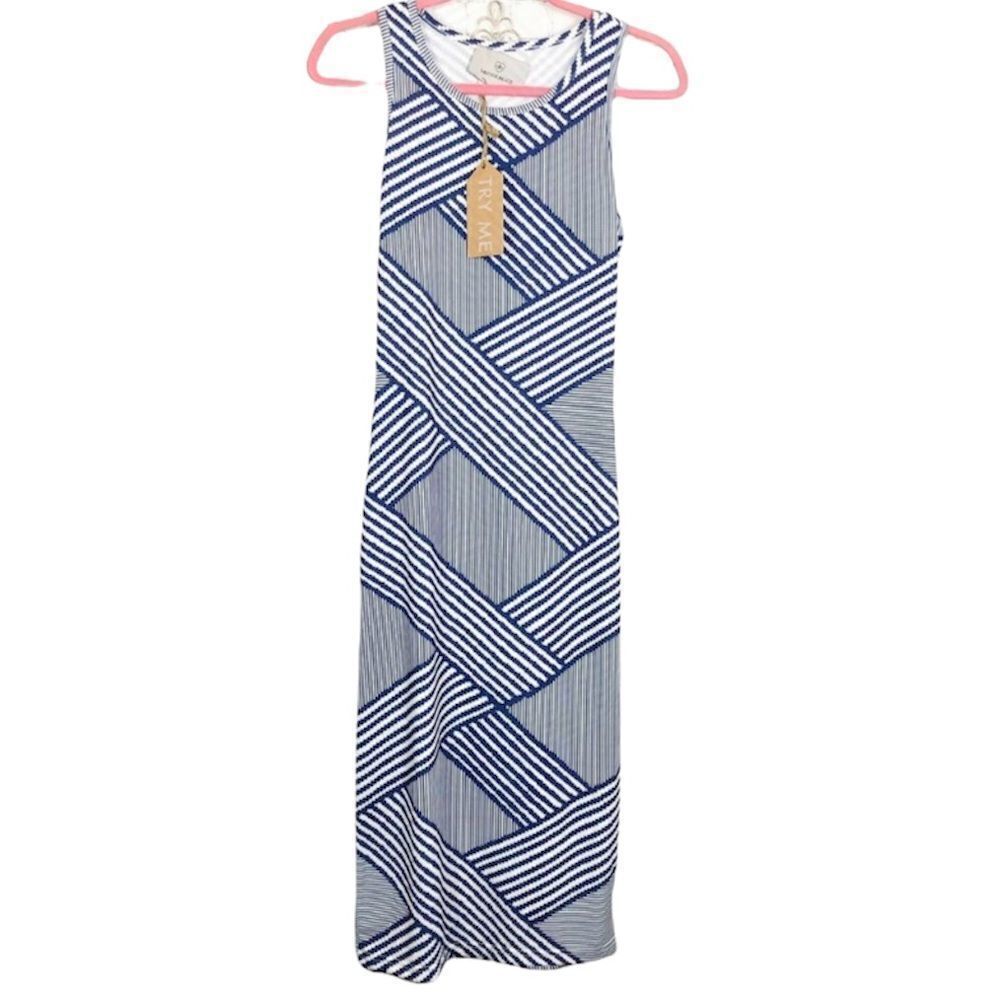 Lavish Alice Navy Striped Maxi Dress